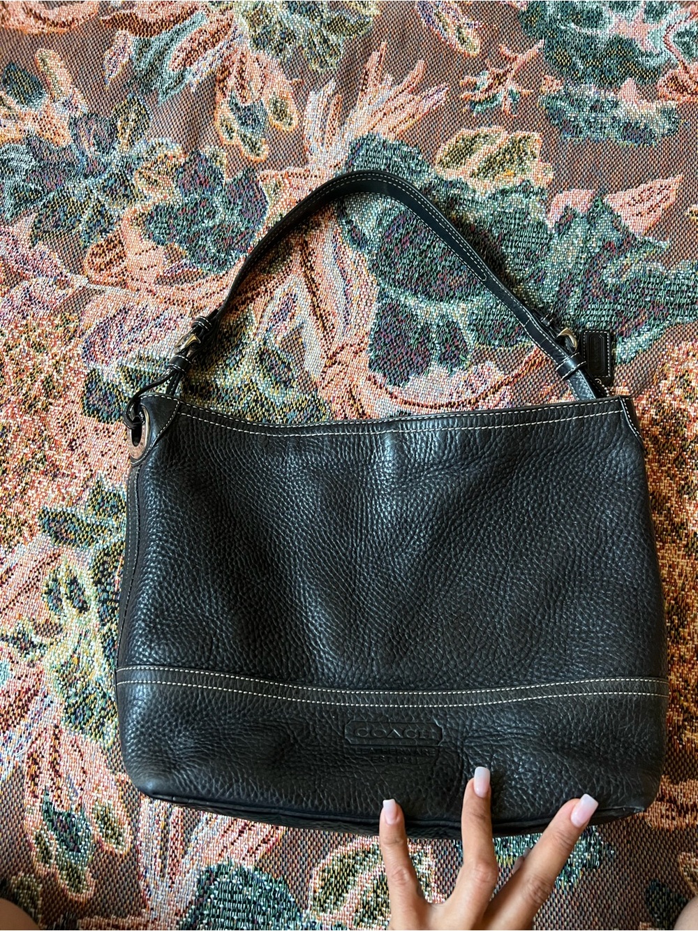 Vintage Coach Black Pebbled Leather Shoulder Hobo